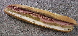 French Baguette with Cream Cheese, Ham & Pinaple filling